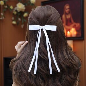 Satin Hair Bow Barrette All Occasions Any Season Everyday Angel Cottagecore